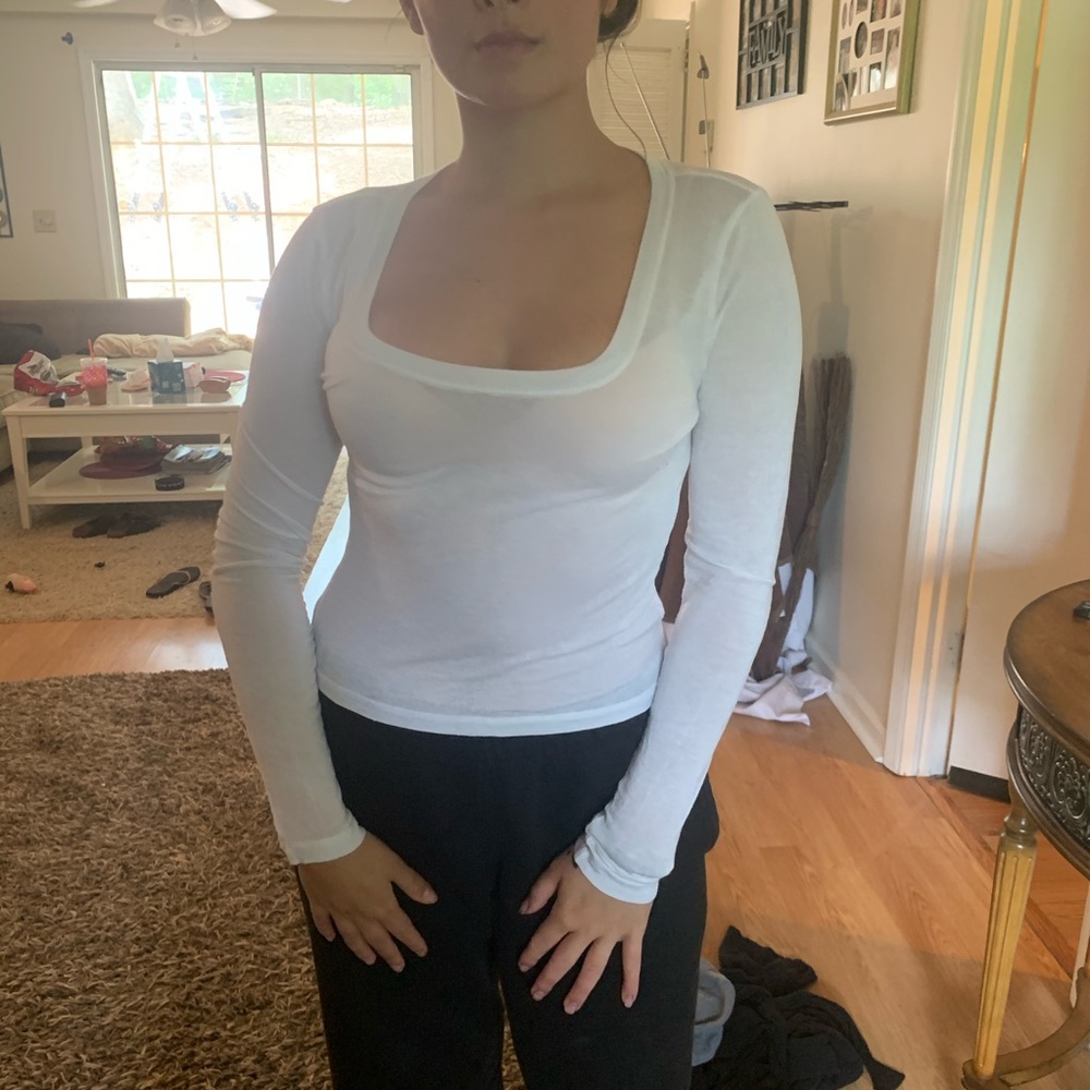 White see through long sleeve shirt